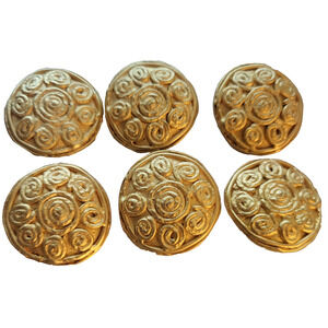 Lot of 6 Vintage SUNNY CHAPMAN Abstract Round Gold Plated Metal Buttons Button